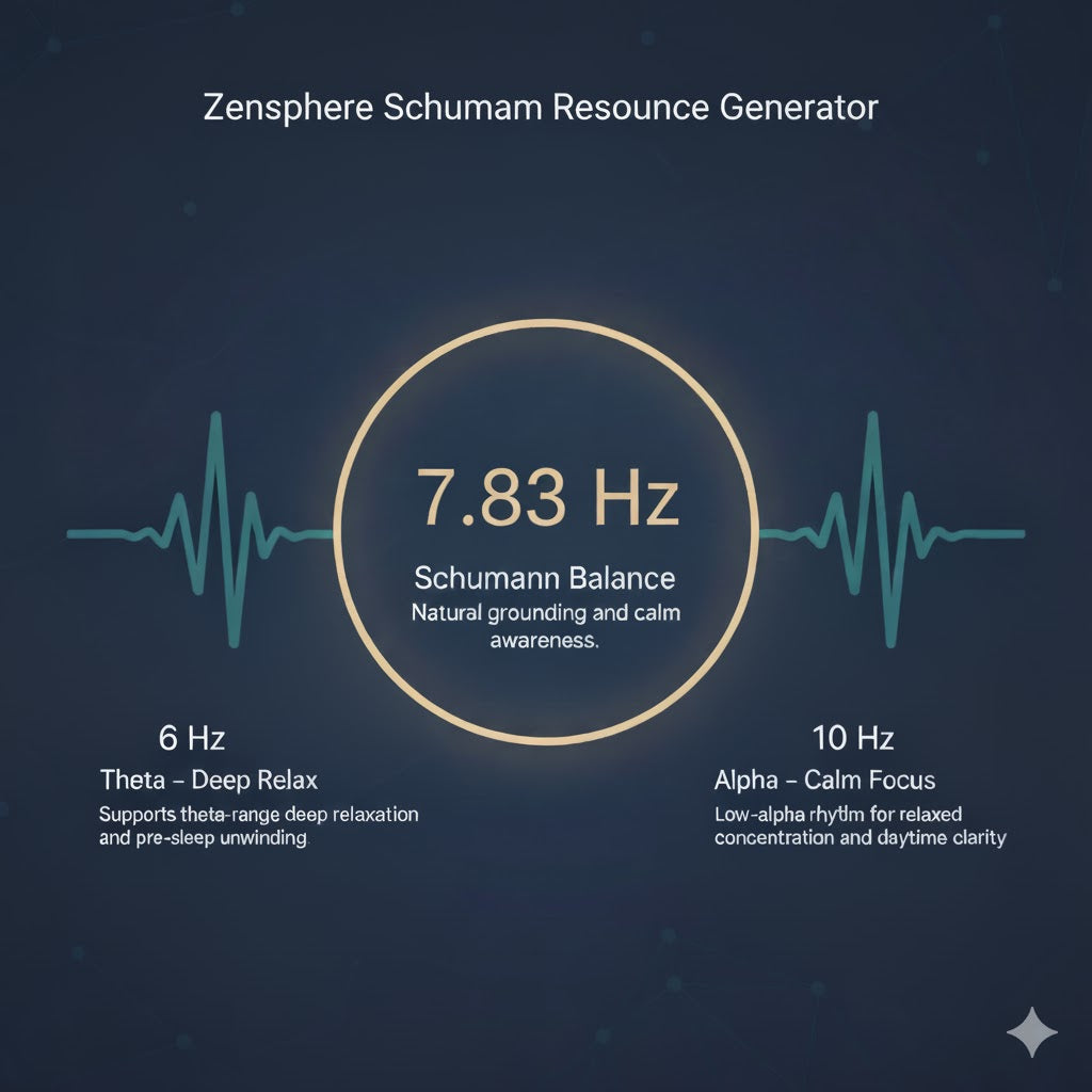 ZenSphere Schumann Resonance Generator 7.83Hz Frequency Healing Device for Sleep Environments & Meditation – Sine Wave Tri-Frequency Adjustable Intensity, Enhanced Energy Emitter, Field Indicator