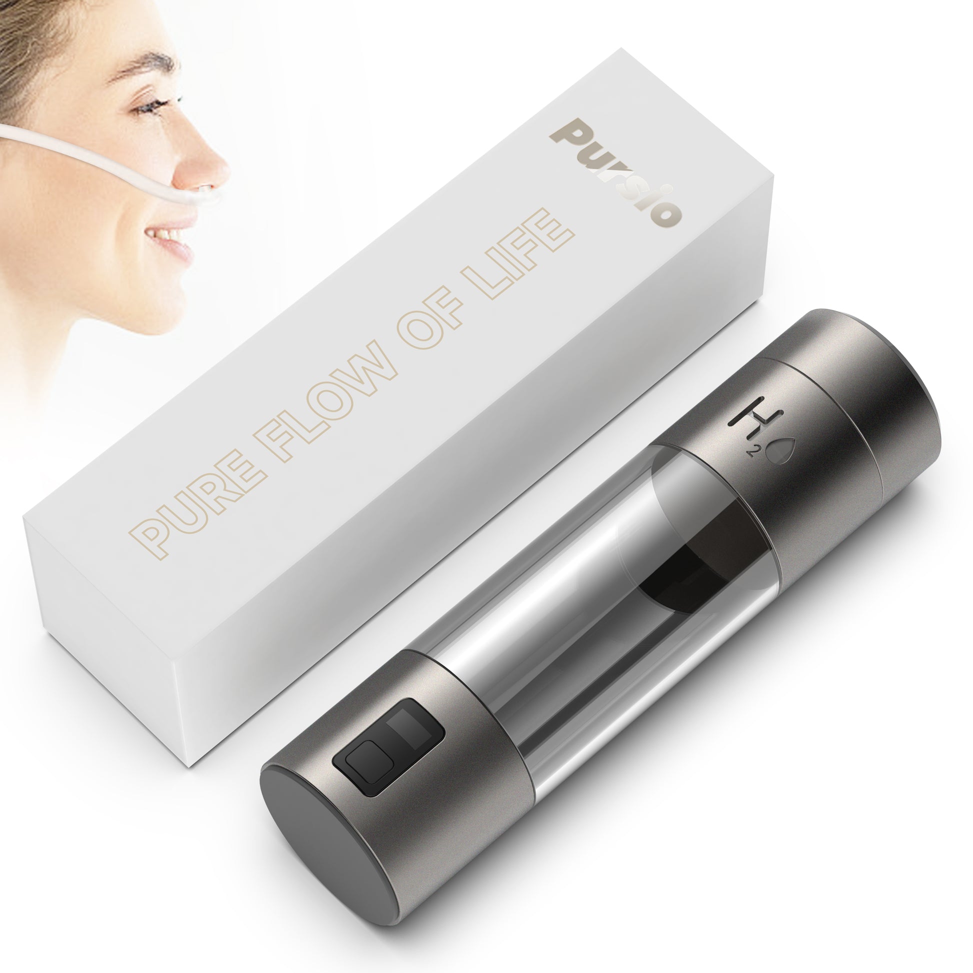 Hydrogen Water Bottle Generator Inhaler with Nasal Tube, Ultra-High ppb 5000-7000, Premium Metal Body BPA-Free Long Battery Life